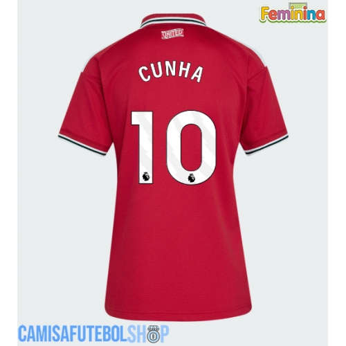 Camisa de time de futebol Manchester United Matheus Cunha #10 Replicas 1º Equipamento Feminina 2026-27 Manga Curta
